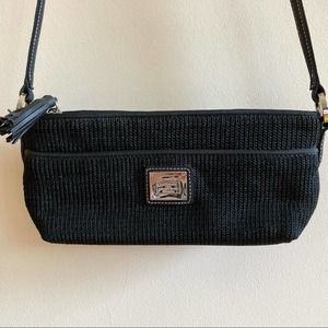 VTG Liz Claiborne Black Knit Baguette Crossbody Bag